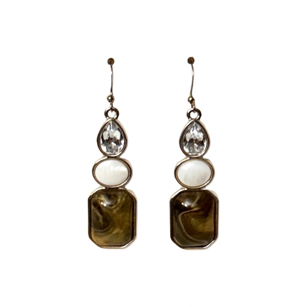 Halston Stacked Stone Drop Earrings 🏷️ - Picture 3 of 4